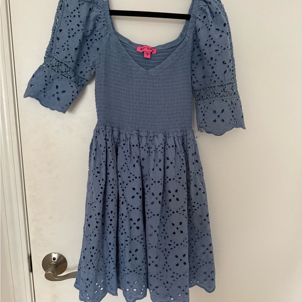 Betsey Johnson Blue Eyelet Kids Dress